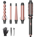 Wavytalk 5 in 1 Curling Wand Set, Multi Curl, Curling Wand Set with Thermal Brush and 4 Interchangeable Ceramic Curling Wand(0.5”-1.25”), Instant Heat Up Wand Curling Iron - color: Classic Rose Gold
