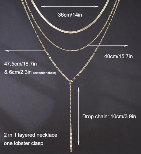iF YOU Lariat Gold Long Necklaces for Women Trendy, Dainty 14K Gold Plated Drop Chain Necklace, Layered Rosary Beaded Y Necklaces Summer Beach Jewelry Gifts - color: Three-layer Y necklace-GLD