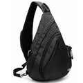 TurnWay Water-Proof Sling bag/Crossbody Backpack/Shoulder Bag with USB Charging Port for Travel, Hiking, Cycling, Camping - color: Black Grid