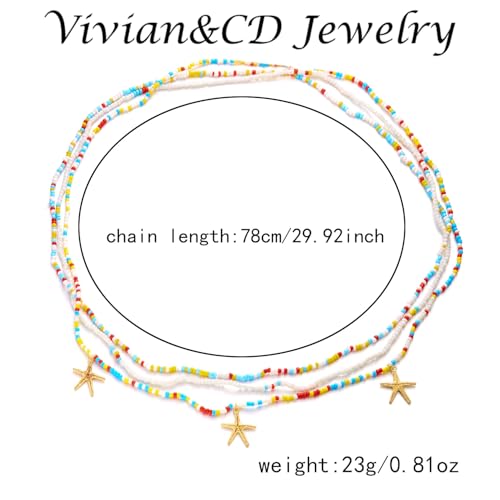 Vivian&CD Mermaid Seashell Starfish Waist Chain for Women, Gold Boho Pearl Shell Conch Belt Chain Waterproof Body Chain for Summer Beach Sexy Bikini Pirate Costume Accessories - style: Beaded starfish