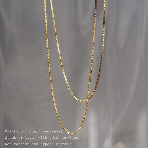 CHESKY Layered Necklaces for Women, 14K Gold Plated Chain Necklace Women Trendy Cuban Link Paperclip Chain Toggle Clasp Necklace Fashion Chunky Jewelry for Women - style: Box Chain-GD