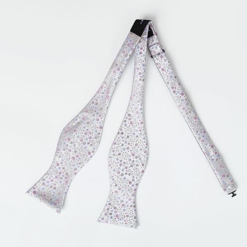 Alizeal Mens 2pcs Classic Floral Pattern Self-tied Bow Tie and Handkerchief Set - color: 045-gray+lavender
