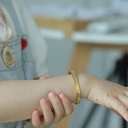 Qitian Islamic Jewelry Gifts for Women Allah Gold Bangles Bracelets Ayatul Kursi Arabic Cuff Bracelet for Women Men Islam Eid Ramadan New Year Gifts - color: T-Gold--toddlers