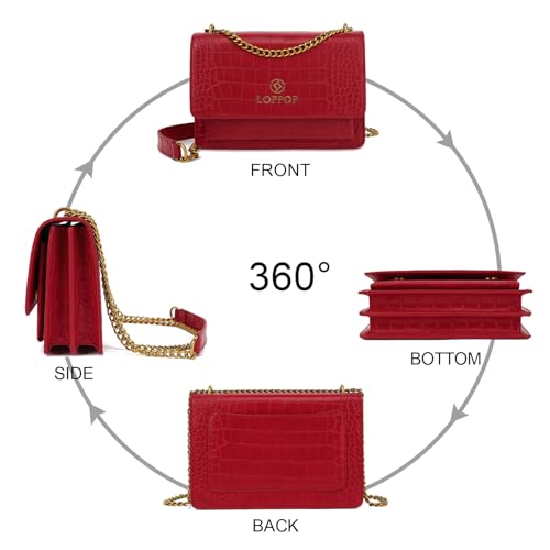 LL LOPPOP Women's Small Classy Crossbody Purse Top Handle Handbags Leather Satchel Bags for Women - color: C-red(2052)