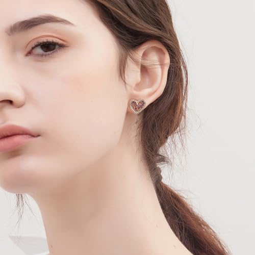 Cute Glitter Heart Love Small Stud Earrings for Women Dainty Gold-tone Colorful Hearted Shaped Studs Hypoallergenic Ears Fashion Jewelry Birthday for Her