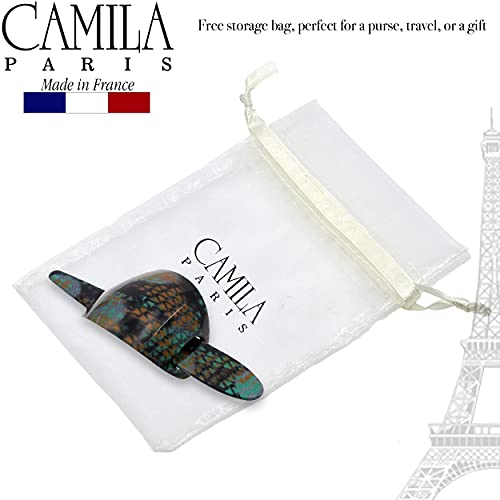 Camila Paris CP3243 French Hair Bun Holder Cover Cap Hair Updo, Turquoise, Hair Pin Thru, Strong Hold Grip Hair Clips for Women, No Slip and Durable Styling Girls Hair Accessories, Made in France - color: Turquoise