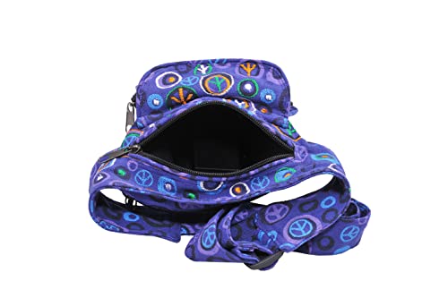 The Collection Royal Fanny Pack Crossbody Bags for Women| Cotton Canvas Boho Hippie Festival Colorful Belt Bag for Women (Purple Peace R) - color: Purple Peace R