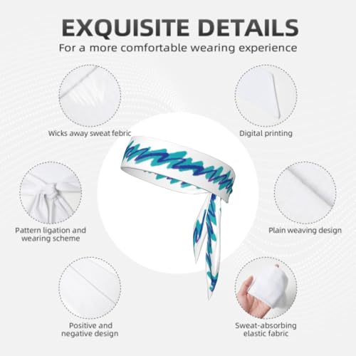 Sports Tie Headband Bandana Running Athletic Sweat Band Elastic Adjustable Sport Head Tie for Men Women Head Ties Ninja Tie Headbands Tennis Sweatbands Soccer Basketball Teams Running Head Band - color: White blue Lines