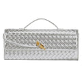 NEWBELLA Handwoven Women's Clutch Purse, Crossbody Bag with Adjustable Strap for Evening & Casual Use - color: Sliver