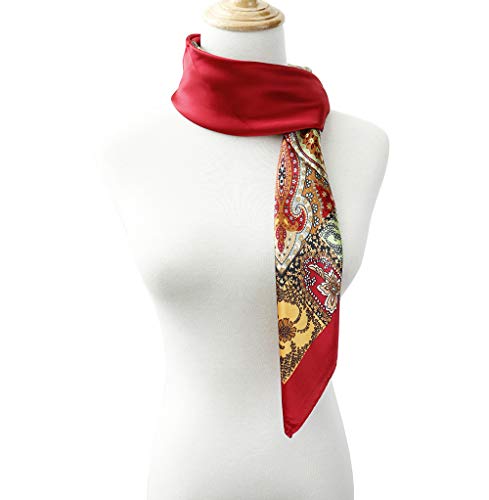 vabovin Satin Head Scarf for Women Silk Like Hair Scarf, 35 x 35 in | Silk Feel Fabric, Hair Wrap for Sleeping, Headscarf and Neck Scarf, Square Bandana Style, Fashion Accessory - color: 019 Red Cashew