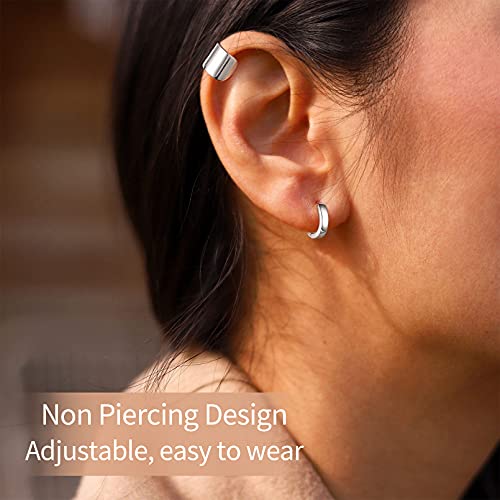 ChicSilver 925 Sterling Silver Ear Cuff Earrings Non Piercing Clip on Cartilage Cuff Earrings for Women - style: D: 10mm Simple Cuff