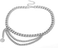 JWICOS Gold Bohemian Layered Waist Chain Belly Chain Belt with Coin Punk Chunky Body Chain for Women and Girls - color: silver