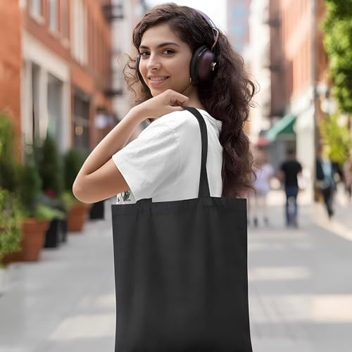 1 Pack Premium Canvas Reusable Tote Gift Bags,Made of Natural Canvas with Handle,Work,DIY,Shopping(Black*1) - color: A4-black