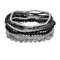 Caiyao Bohemian Multilayer Stackable Seed Beaded Bracelets Colorful Crystal Glass Beads Strand Bangle Bracelet BFF Wristbands Bracelet for Women Summer Beach Hawaii Jewelry Birthday Gifts - color: Black 2