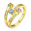 Custom4U Personalized 1-4 Birthstone Rings for Women Promise Rings for Her Sterling Silver Mothers Ring Customized Cubic Zirconia Stones Wedding/Valentine's Day/Mother's Day Jewelry Gift for Mom Wife - color: B-3 Names-Gold