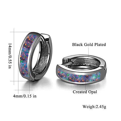 CiNily Huggie Earrings Opal Hinged Hoop Earrings Gold Plated Hypoallergenic Small Hoop Earrings for Women Teen Girls Men Sensitive Ears - color: Black Purple