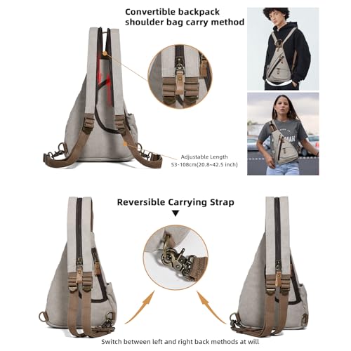 KL928 Canvas Sling Bag Small Crossbody Purse Casual Backpack for Men Women(Small Version, Leaden) - color: Medium-leaden