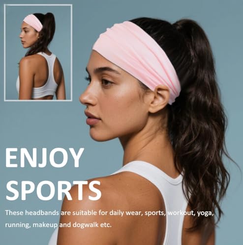 AKTVSHOW Headbands for Women Non-Slip Head Band for Women’s Hair Wide Thick Sweat Hair Bands, Trendy Hair Accessories for Women's Yoga, Workout, and Fashion - color: Pink