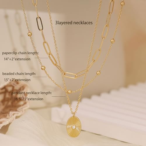 XIXINI Layered Necklaces for Women, Dainty Gold Necklace Stack 14k Gold Plated Layering Beads Choker Pendant Necklace Set Simple Statement Gold Necklaces for Women Trendy Fashion Gold Jewelry Sets - color: set3-Gold