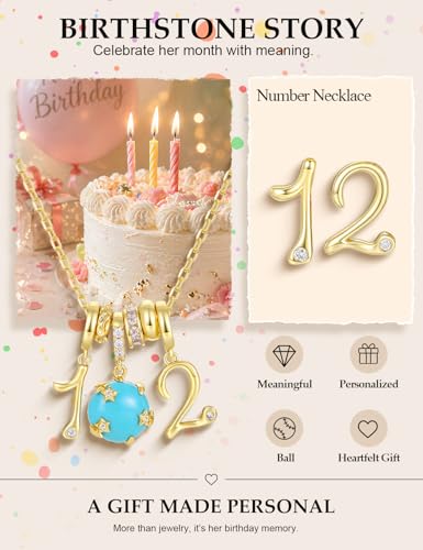 Freekiss Gold Pendant Necklace for Women, Dainty Diamond Necklaces for Women Simple 14K Gold Plated Paperclip Choker Necklaces Cute Minimalist Open Oval Necklaces Gold Jewelry for Women Gifts - color: Gold, style: Number 12 - Turquoise Starry Blue