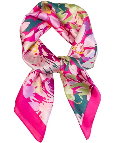 Satin Bandana Headscarf for Women Silky Hair Scarves for Fashion Lightweight - color: 24-bright Rose Red