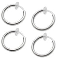 Silver Small for Women Comfortable Plastic Invisible Clip On Hoop Earrings Men Fake Nose Ring Faux Lip Septum Ring Fake Cartilage Earrings 12 mm Spike Cross Feather 15mm Unisex Gold Non Piercing Lobes - color: 12mm Silver