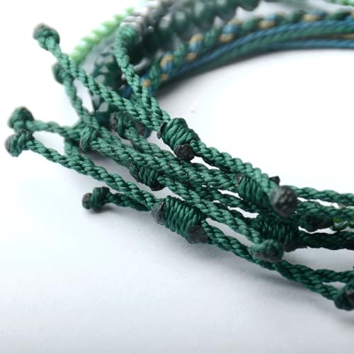 Mezcla Vida Handmade Waterproof Rope Bracelets Pack String & Beaded Bracelet Stack - Set of 5 Stackable Bracelets For Women, Summer Accessories & Bohemian Bracelets for Teen Girls - color: blackish green