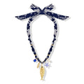 Gold Fish Necklace For Women Blued Beaded Strand Toggle Necklace With Gold Fish Pendants Dainty Summer Beach Turquoise Jewelry - style: Scarf Strand