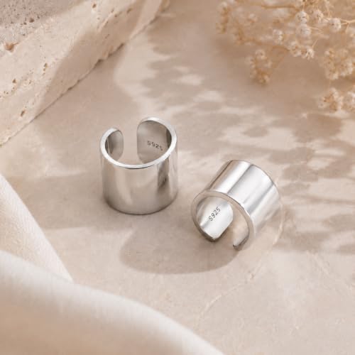 CHIC & ARTSY 925 Sterling Silver Ear Cuffs for Women, Non Piercing Clip On Cartilage Cuffs, Adjustable Fake Conch & Helix Earrings, Gold Plated & Oxidized Various Styles - color: ear cuff #14