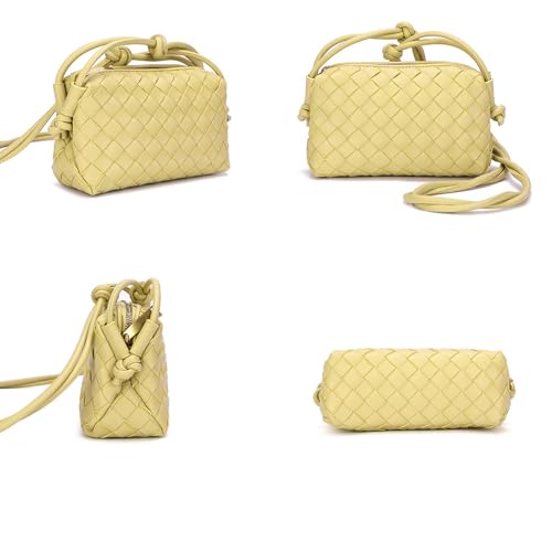 ZEDIUH Woven Bag for Women Crossbody Shoulderbag, Small Vegan Leather Purse - color: Yellow