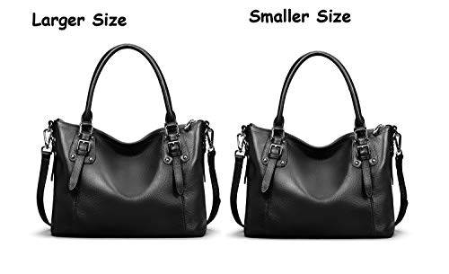 HESHE Genuine Leather Purses and Handbags for Women Tote Shoulder Bag Satchel Purse Top Handle Bags Hobo Crossbody Purse - color: Black, size: Large