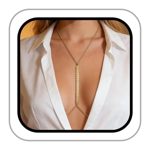 14k Gold Plated Cross Waist Body Chain for Women, Sexy Bra Body Chains & Belly Chain, Waist Beach Jewelry for Vacation Accessories - style: Gold - Row Chain