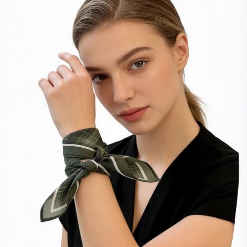 21 x 21 Inch Cotton Bandana for Women and Men,Soft Breathable Head Scarf, Multi-purpose Headband, Hair Scarf - color: Checkered Green-un03