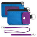 Artpaxy Minimalist Wallet For Mens Womens, Keychain RFID Blocking Zipper Small Wallet with ID Window 2 Lanyards,Water Resistant Travel Cash Card Coin Case Boys Girls - color: Sky blue+Purple, style: Casual