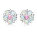 CiNily Flower Earrings,Opal Stud Earrings Sterling Silver or White Gold/Rose Gold Plated Ladies Flower Stud Earrings Cute Unique Earrings for Girls - color: Pink 2