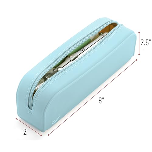 Mr. Pen- Silicone Pencil Case, Aesthetic Pencil Bag for Women, Makeup Pouch | Multifunctional Pouch for Stationery, Cosmetics and Electrical Goods Storage - color: Light Blue