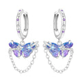 925 Sterling Silver Dangle Earrings for Women, Butterfly&Bee Animals Design, Hypoallergenic Jewelry gifts - color: Purple butterfly earrings