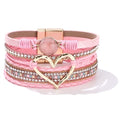 Long tiantian Boho Leather Wrap Bracelets Gifts Trendy Stuff Layered Bangles Bracelets for Women Modern Stackable Infinity Bracelets Bohemian Jewelry Gifts for Women Birthday Gifts - color: C2:Bangle Bracelets(pink)