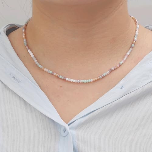 JSJOY Tiny Crystal Beaded Choker Necklaces for Women Colorful Beaded Necklace Dainty Choker Necklaces Simple Boho Jewelry Gifts for Teens Handmade Shining Bead Necklaces Gifts - color: Beige