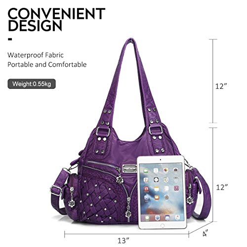 Angel Barcelo Purses for Women Large Shoulder Bag Soft Hobo Bags for Women - color: Purple