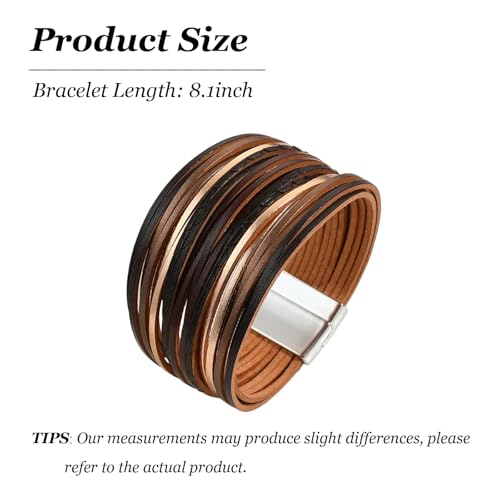 Long tiantian Boho Bracelets for Women Western Jewelry for Women Leather Wrap Bracelets Stackable Bangle Western Outfit for Women - color: surfer bracelets(black)