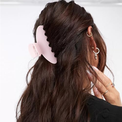 MAORULU Cute Claw Clip for Women – 4.3'' Large Acetate Hair Clips for Thick Thin Curly Long Hair, Durable Hair Clamps Non-slip Jaw Clip, Strong Hold, Stylish French Design (Soft Pink) - color: Soft Pink
