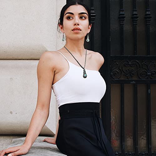 Yowivon Western Jewelry for Women Bohemian Turquoise Jewelry Set Vintage Leather Navajo Pearl Necklace Layer Necklaces Earrings Bracelets Boho Knuckle Rings - style: Elegant Style