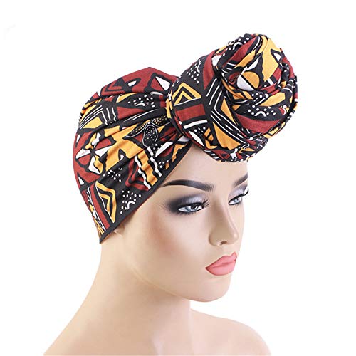 Qianmome Womens Big Flower Turban Beanie Elegant Cap Head Wrap Stretch Long Hair Scarf Headscarf - color: 2pieces-27-style 3
