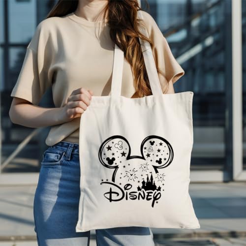 Canvas Tote Bag Aesthetic for Women,Reusable Canvas Cute Shoulder Bag for Grocery, Shopping, Beach & Daily Use - color: Mouse Head