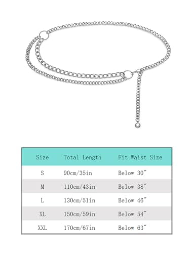 FAN&LOUIS Gold Waist Chain Belt for Women Dresses Metal Link Dangling Cinturones De Mujer - size: L:Fits waist size 39