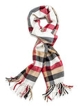 VERONZ Super Soft Classic Cashmere Feel Winter Scarf - color: White Red Plaid