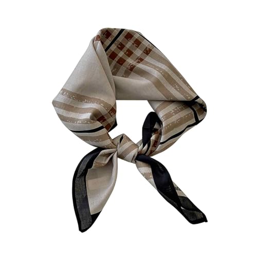 21 x 21 Inch Cotton Bandana for Women and Men,Soft Breathable Head Scarf, Multi-purpose Headband, Hair Scarf - color: Large Check Khaki-un11