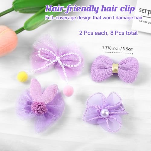 400 Pcs Baby Girls Hair Accessories Set,Baby Girls Hair Ties,Flower Bows Rubber Bands,Hair-friendly Hair Clip,Soft Elastic Hair Bands,Claw Clip(Purple) - color: Purple