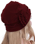 osvyo Chemo Headwear Turban Cap for Women - Cancer Beanie Hair Loss Sealed Packaging - color: Cotton-cherry